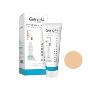 کرم ضد آفتاب رنگی ژنوبایوتیک SPF50 مدل NBD3 مناسب پوست های خشک و معمولی حجم 50 میلی لیتر