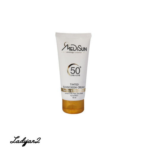 کرم ضد آفتاب رنگی SPF50 مدیسان مناسب پوست معمولی و خشک ۵۰ میلی لیتر