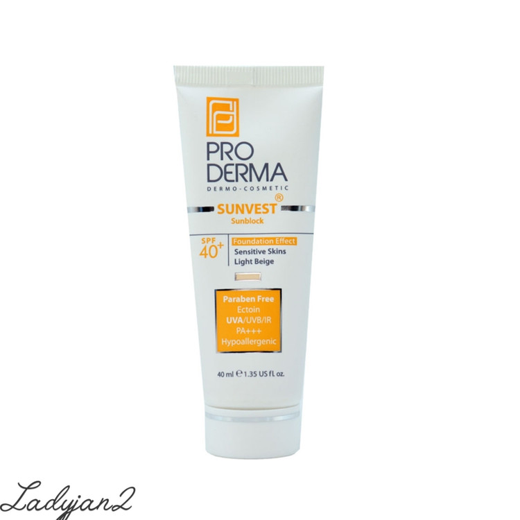 کرم ضدآفتاب رنگی بژ روشن پوست حساس SPF40 پرودرما